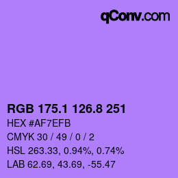 カラーコード: RGB 175.1 126.8 251 | qconv.com
