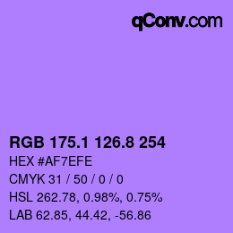 カラーコード: RGB 175.1 126.8 254 | qconv.com