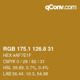 カラーコード: RGB 175.1 126.8 31 | qconv.com