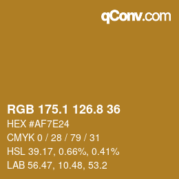 Color code: RGB 175.1 126.8 36 | qconv.com