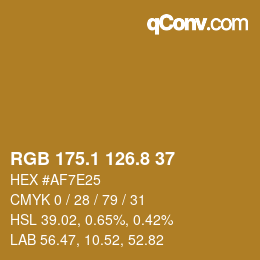 Color code: RGB 175.1 126.8 37 | qconv.com