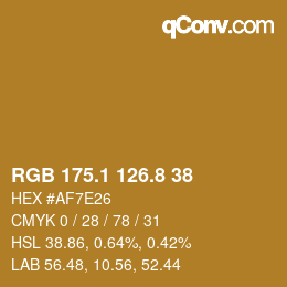 Color code: RGB 175.1 126.8 38 | qconv.com