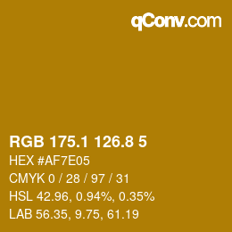 カラーコード: RGB 175.1 126.8 5 | qconv.com