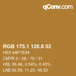 Color code: RGB 175.1 126.8 52 | qconv.com