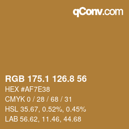 Color code: RGB 175.1 126.8 56 | qconv.com