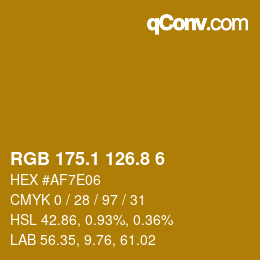 カラーコード: RGB 175.1 126.8 6 | qconv.com