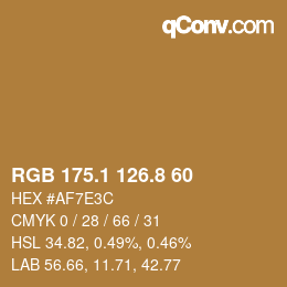 Color code: RGB 175.1 126.8 60 | qconv.com