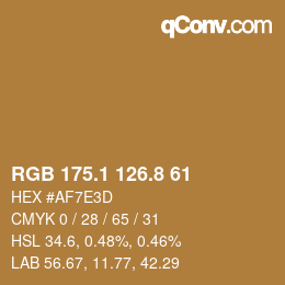 Color code: RGB 175.1 126.8 61 | qconv.com