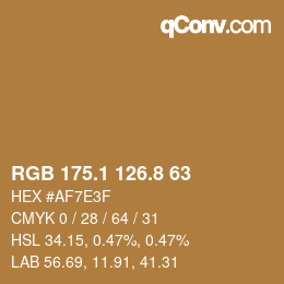 Color code: RGB 175.1 126.8 63 | qconv.com