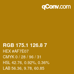 カラーコード: RGB 175.1 126.8 7 | qconv.com