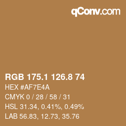 Color code: RGB 175.1 126.8 74 | qconv.com