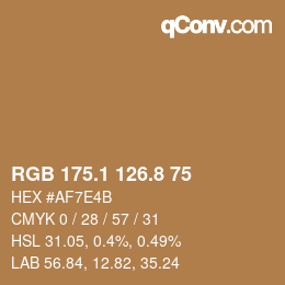 Color code: RGB 175.1 126.8 75 | qconv.com