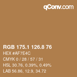 Color code: RGB 175.1 126.8 76 | qconv.com