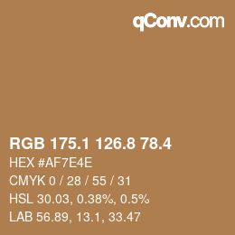 カラーコード: RGB 175.1 126.8 78.4 | qconv.com