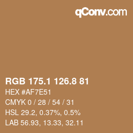 カラーコード: RGB 175.1 126.8 81 | qconv.com