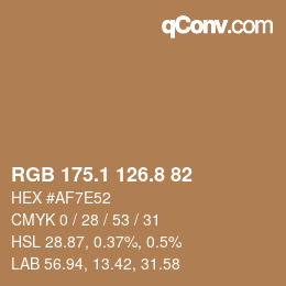 Color code: RGB 175.1 126.8 82 | qconv.com