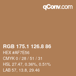 Color code: RGB 175.1 126.8 86 | qconv.com