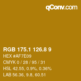 カラーコード: RGB 175.1 126.8 9 | qconv.com