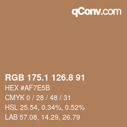Color code: RGB 175.1 126.8 91 | qconv.com