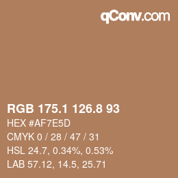 Color code: RGB 175.1 126.8 93 | qconv.com