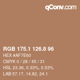 Color code: RGB 175.1 126.8 96 | qconv.com