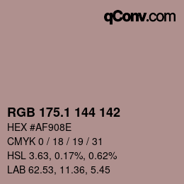Color code: RGB 175.1 144 142 | qconv.com