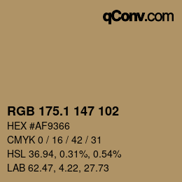 カラーコード: RGB 175.1 147 102 | qconv.com