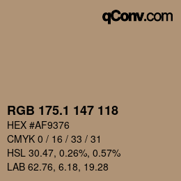 カラーコード: RGB 175.1 147 118 | qconv.com