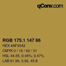 カラーコード: RGB 175.1 147 66 | qconv.com