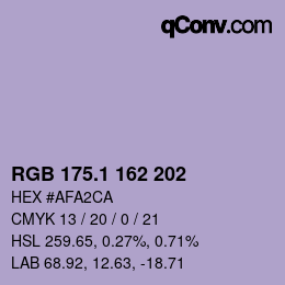 カラーコード: RGB 175.1 162 202 | qconv.com