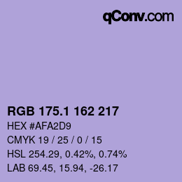 カラーコード: RGB 175.1 162 217 | qconv.com