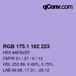 カラーコード: RGB 175.1 162 223 | qconv.com
