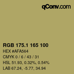 カラーコード: RGB 175.1 165 100 | qconv.com