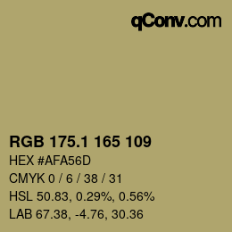 カラーコード: RGB 175.1 165 109 | qconv.com