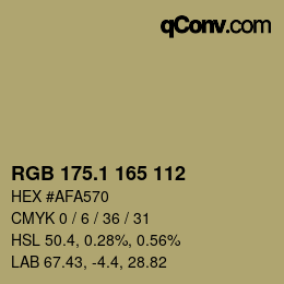 カラーコード: RGB 175.1 165 112 | qconv.com