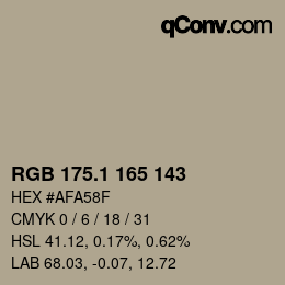 カラーコード: RGB 175.1 165 143 | qconv.com