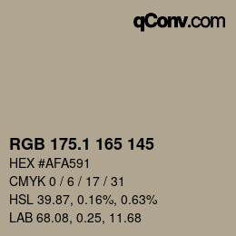 Color code: RGB 175.1 165 145 | qconv.com