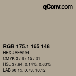 カラーコード: RGB 175.1 165 148 | qconv.com