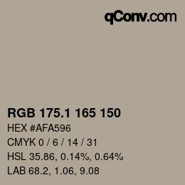 カラーコード: RGB 175.1 165 150 | qconv.com