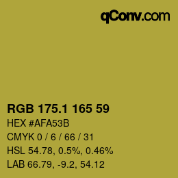 カラーコード: RGB 175.1 165 59 | qconv.com