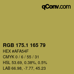 カラーコード: RGB 175.1 165 79 | qconv.com