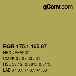 カラーコード: RGB 175.1 165 87 | qconv.com