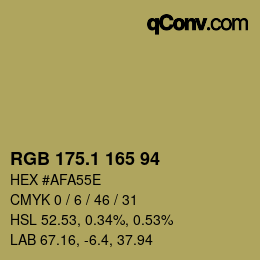 カラーコード: RGB 175.1 165 94 | qconv.com