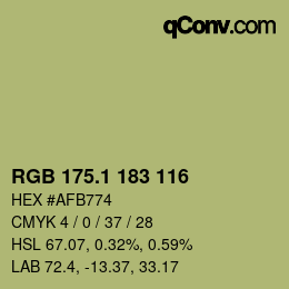 カラーコード: RGB 175.1 183 116 | qconv.com