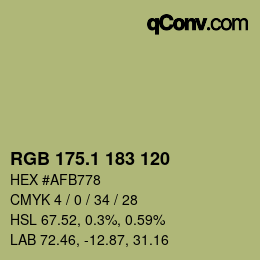 カラーコード: RGB 175.1 183 120 | qconv.com