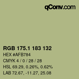 カラーコード: RGB 175.1 183 132 | qconv.com