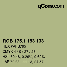 カラーコード: RGB 175.1 183 133 | qconv.com
