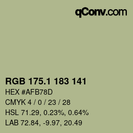カラーコード: RGB 175.1 183 141 | qconv.com