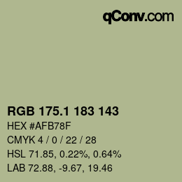 Color code: RGB 175.1 183 143 | qconv.com