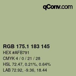 カラーコード: RGB 175.1 183 145 | qconv.com